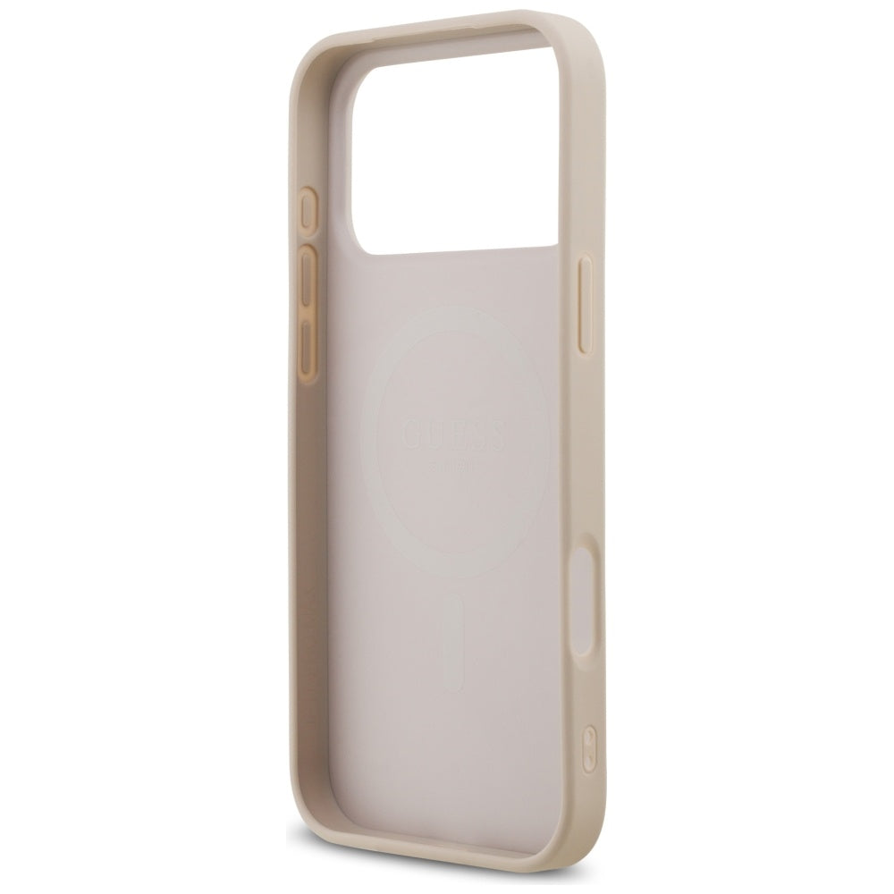 Guess iPhone 17 Pro Max - Saffiano Classic Logo MagSafe - Σκληρή Θήκη με Πλαίσιο Σιλικόνης και Επένδυση Οικολογικού Δέρματος - Pink - GUHMP17XPSAHMCP