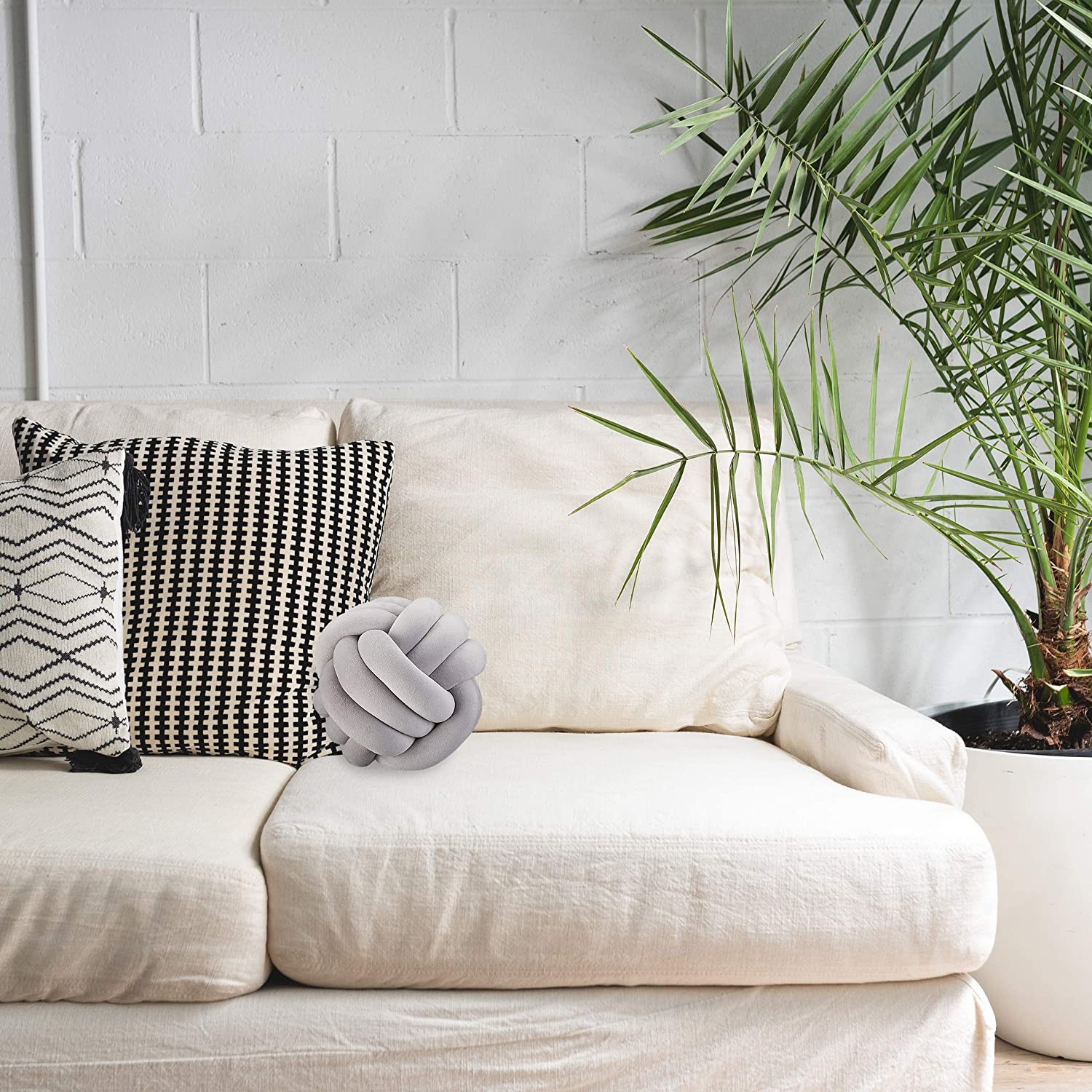 Relaxdays Μαξιλάρι Πλεξούδα - 25cm - Gray - 4052025939038