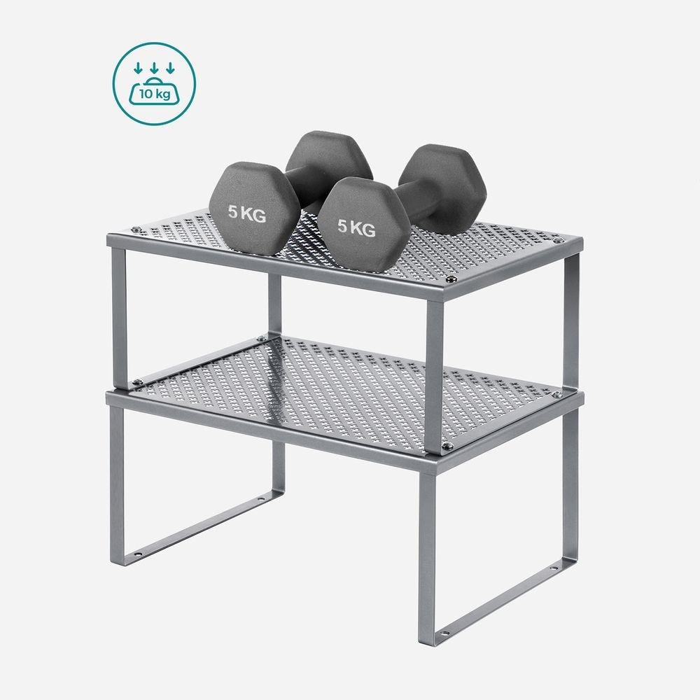 Songmics Σετ με 2 Μεταλλικά Ράφια για τον Πάγκο - Silver - KCS01SV