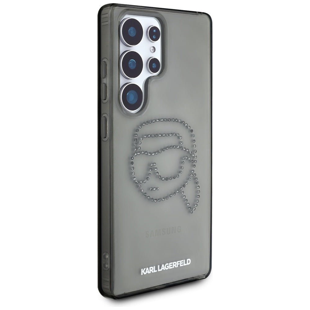 Karl Lagerfeld Samsung Galaxy S25 Ultra - Rhinestones Karl Head Logo - Σκληρή Θήκη με Πλαίσιο Σιλικόνης - Black - KLHCS25LHKHDCELK