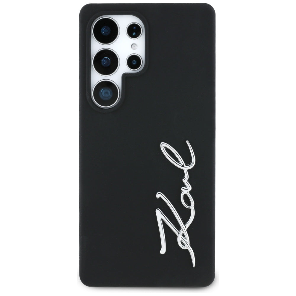 Karl Lagerfeld Samsung Galaxy S25 Ultra - Silicone Metal Signature Logo - Σκληρή Θήκη Σιλικόνης - Black - KLHCS25LSCMSMVK