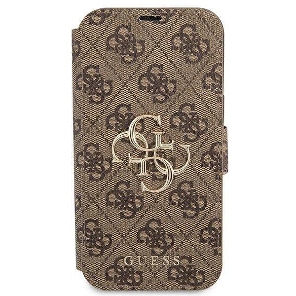 Guess iPhone 13 Pro Wallet Case Big Metal Logo Θήκη Πορτοφόλι με Επένδυση Συνθετικού Δέρματος - Brown - GUBKP13L4GMGBR