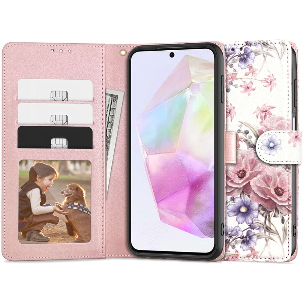 Tech-Protect Samsung Galaxy A35 5G Θήκη Πορτοφόλι Stand από Δερματίνη - Blossom Flower