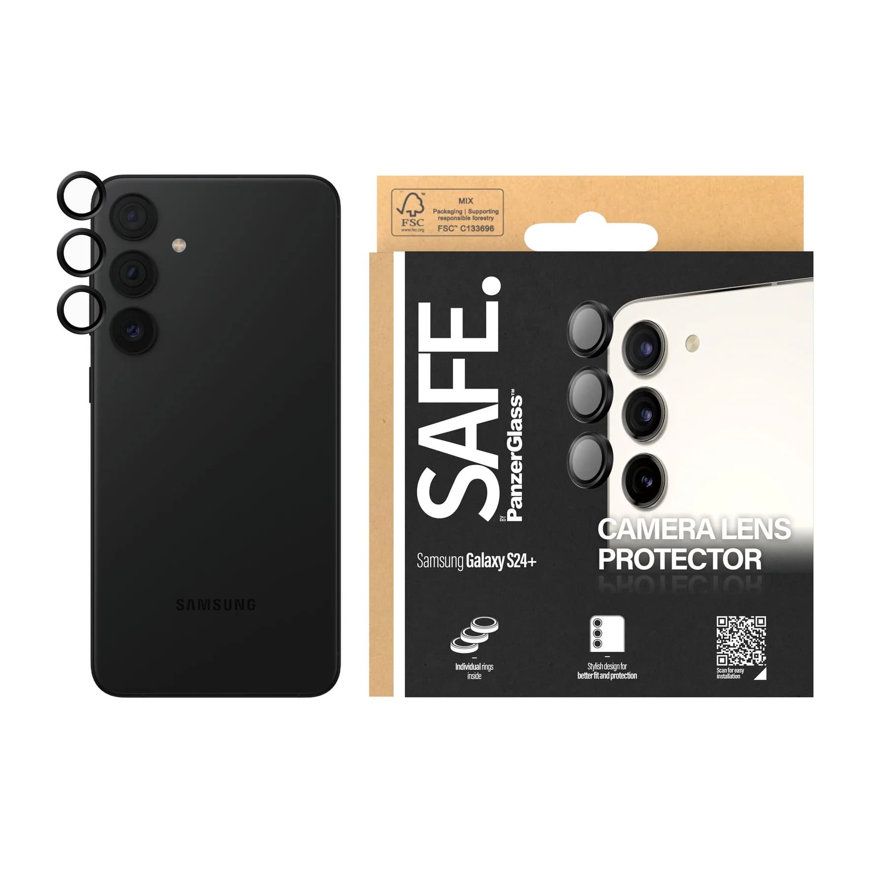 Safe by PanzerGlass Samsung Galaxy S24+ Camera Lens Protector Αντιχαρακτικό Γυαλί για την Κάμερα - Black
