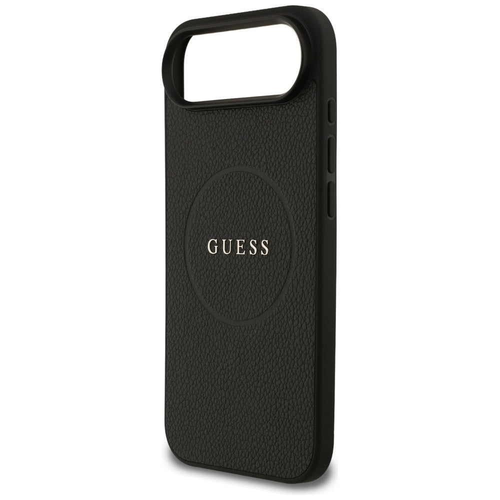 Guess iPhone Air - Grained Ring MagSafe - Σκληρή Θήκη με Πλαίσιο Σιλικόνης και Οικολογικό Δέρμα - Black - GUHMP17MPGHSMMK