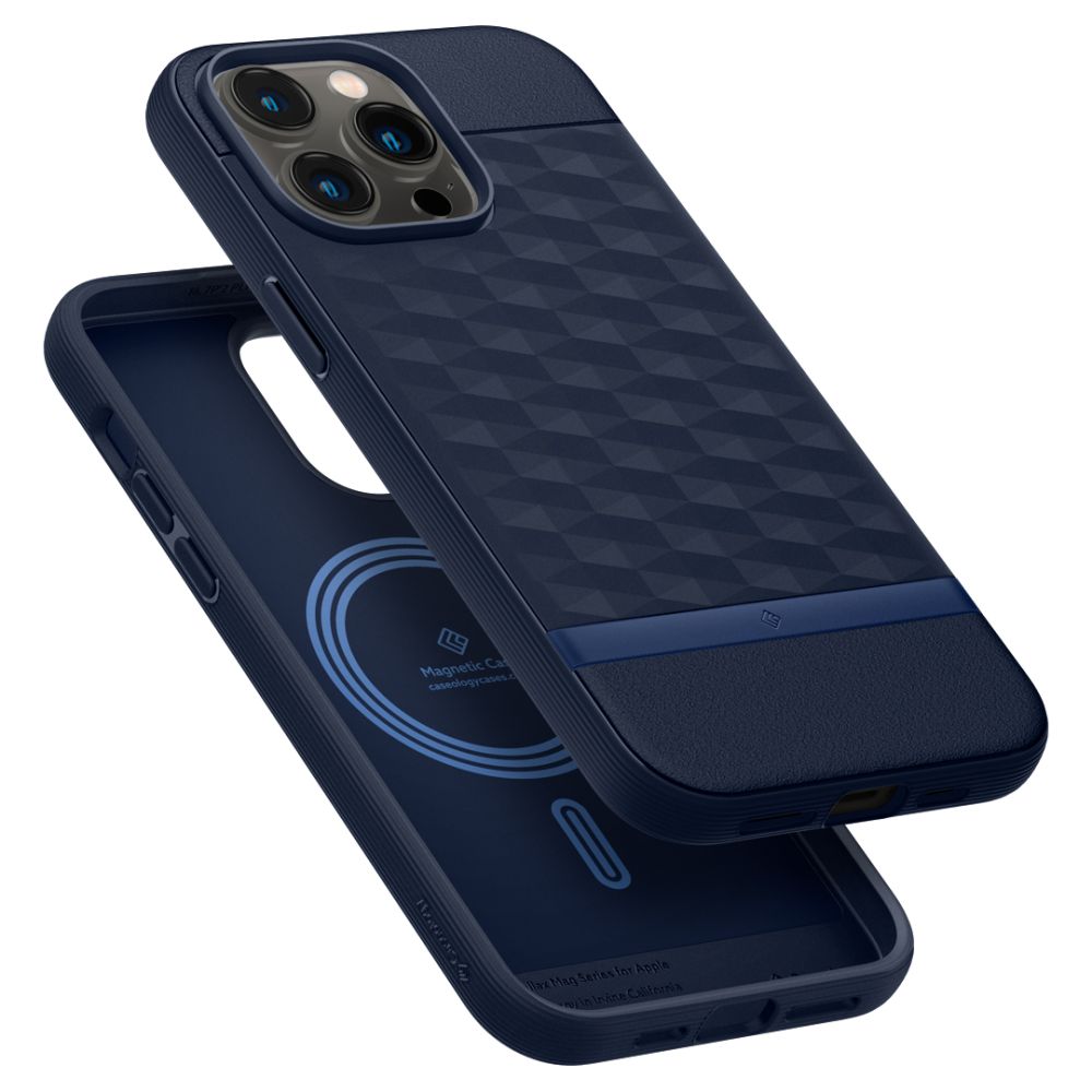 Caseology iPhone 14 Pro Max Parallax Mag Θήκη Σιλικόνης με Σκληρό Πλαίσιο και MagSafe - Midnight Blue