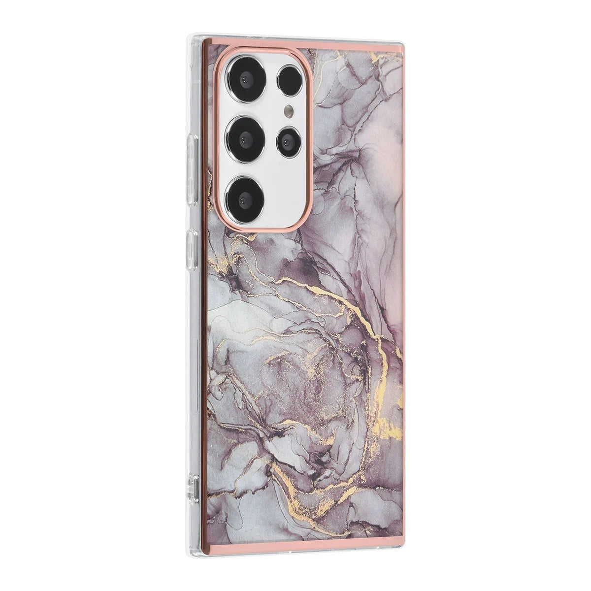 Tuniq Samsung Galaxy S24 Ultra - Σκληρή Θήκη με Πλαίσιο Σιλικόνης - Σχέδιο Μάρμαρο - Σκούρο Γκρί