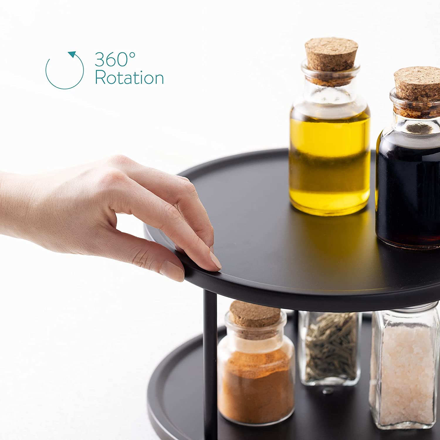 Navaris Περιστρεφόμενος Μεταλλικός Δίσκος με 2 Ράφια - Black - 56154.01