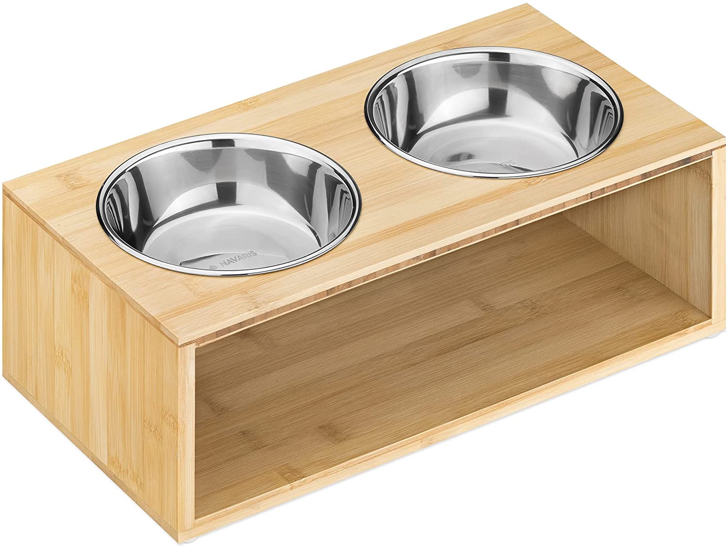 Navaris Raised Pet Bowls Stand - Ανυψωμένα Μπολ Φαγητού με Ξύλινη Βάση για Κατοικίδια - 350 ml - Wood - 54135.2