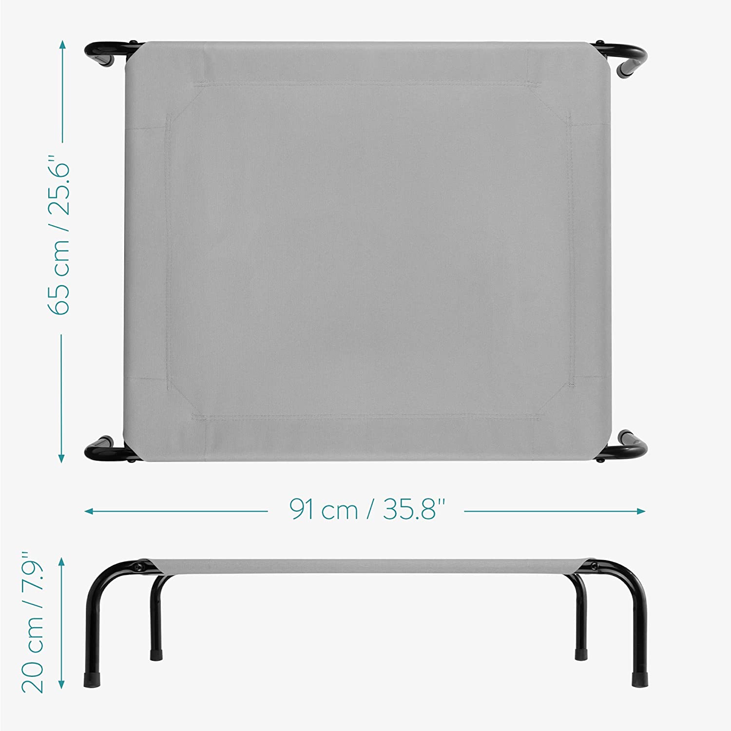 Navaris Ανυψωμένο Κρεβάτι για Μεσαίους ή Μεγάλους Σκύλους έως 25 κιλά - Light Grey - 56887.25.2