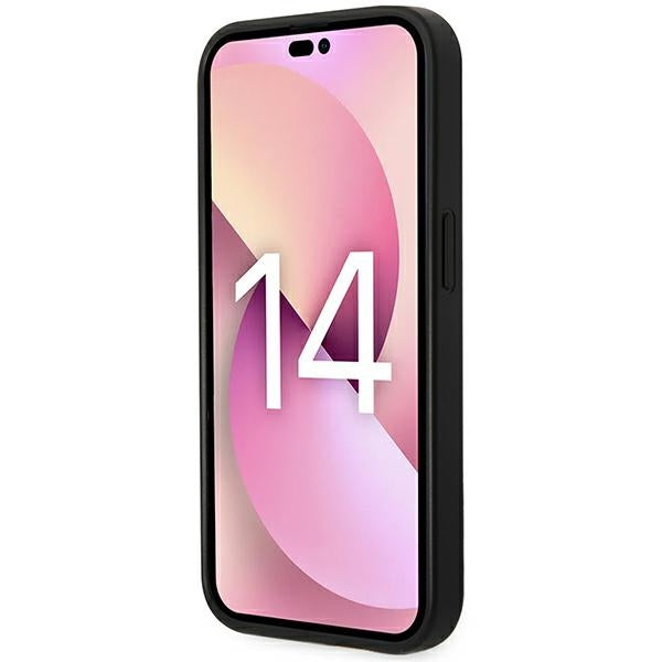 Karl Lagerfeld iPhone 14 Pro - Monogram Stripe Σκληρή Θήκη με Επένδυση Συνθετικού Δέρματος και Πλαίσιο Σιλικόνης - Brown - KLHCP14LPGKLSKW