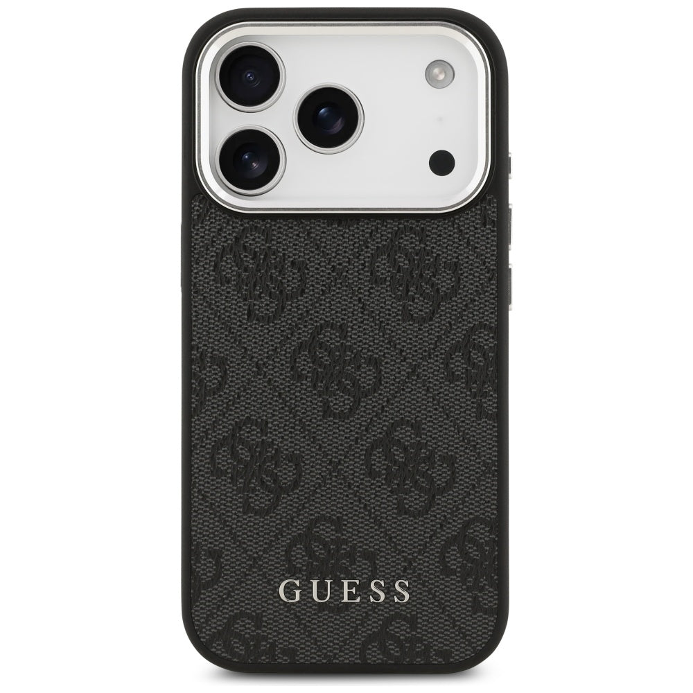 Guess iPhone 17 Pro - 4G Classic Logo MagSafe - Σκληρή Θήκη με Πλαίσιο Σιλικόνης και Επένδυση Οικολογικού Δέρματος - Black - GUHMP17LP4GSSMCK