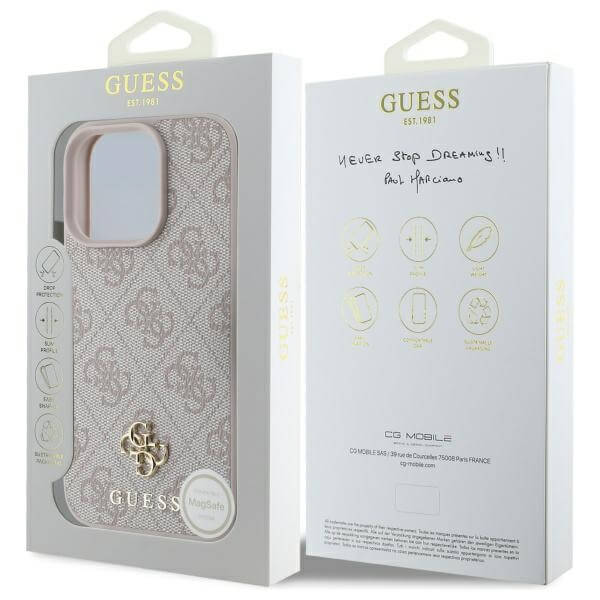 Guess iPhone 16 Pro Max - HC PU 4G Small 4G and Classic - MagSafe Σκληρή Θήκη με Επένδυση από Οικολογικό Δέρμα - Pink - GUHMP16XP4SM4MP