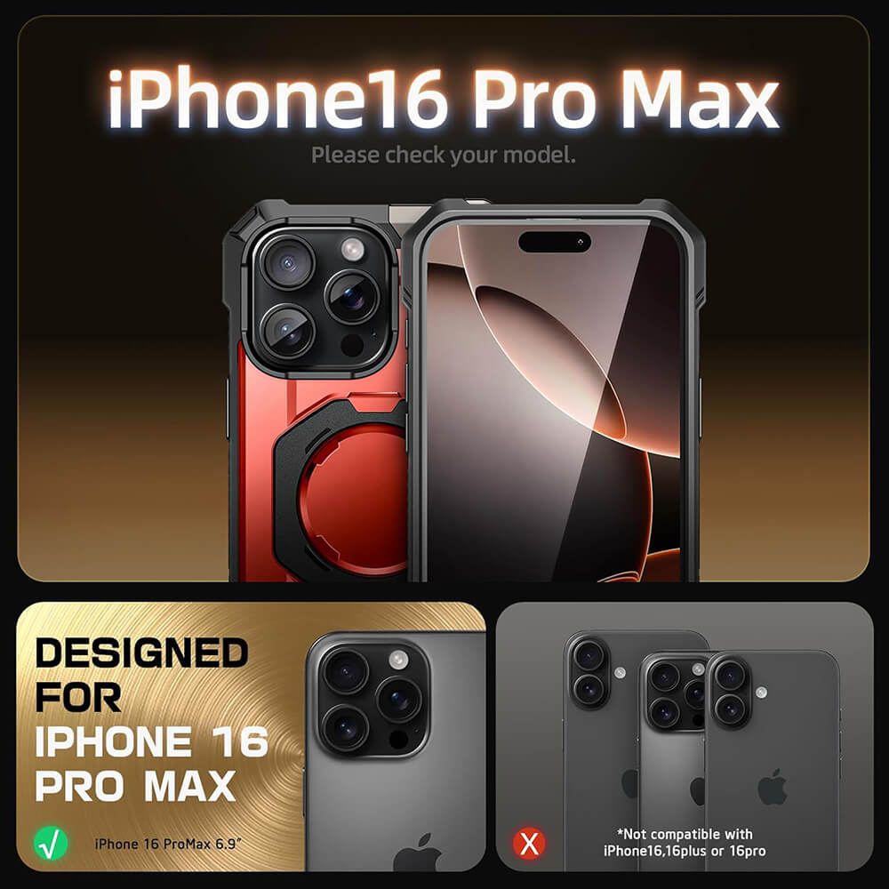Supcase iPhone 16 Pro Max Unicorn Beetle Defender Σκληρή Θήκη με MagSafe και Stand - Metallic Red