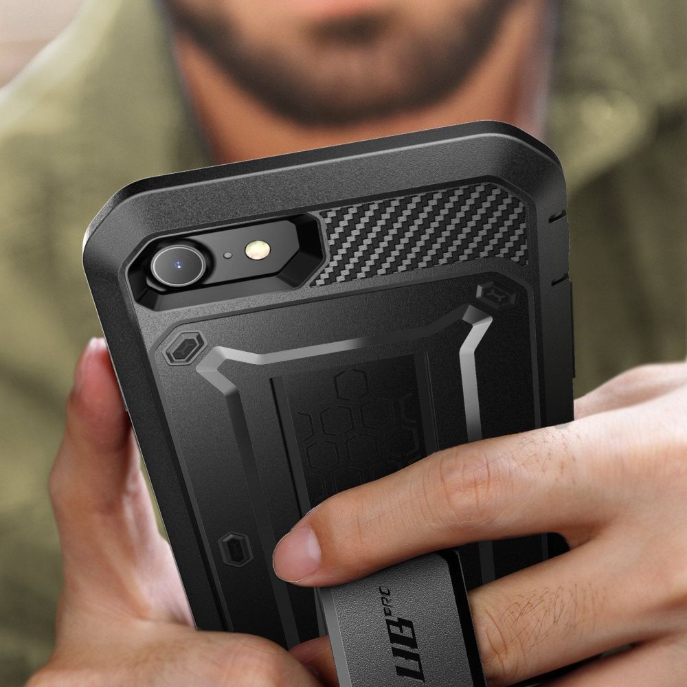 Supcase iPhone SE 2022 / SE 2020 / 7 / 8 Unicorn Beetle Pro Σκληρή Θήκη με Προστασία Οθόνης και Stand - Black