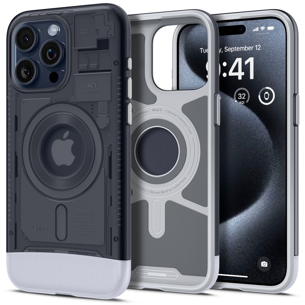 Spigen iPhone 15 Pro Classic C1 Mag Σκληρή Θήκη με Πλαίσιο Σιλικόνης και MagSafe - Graphite