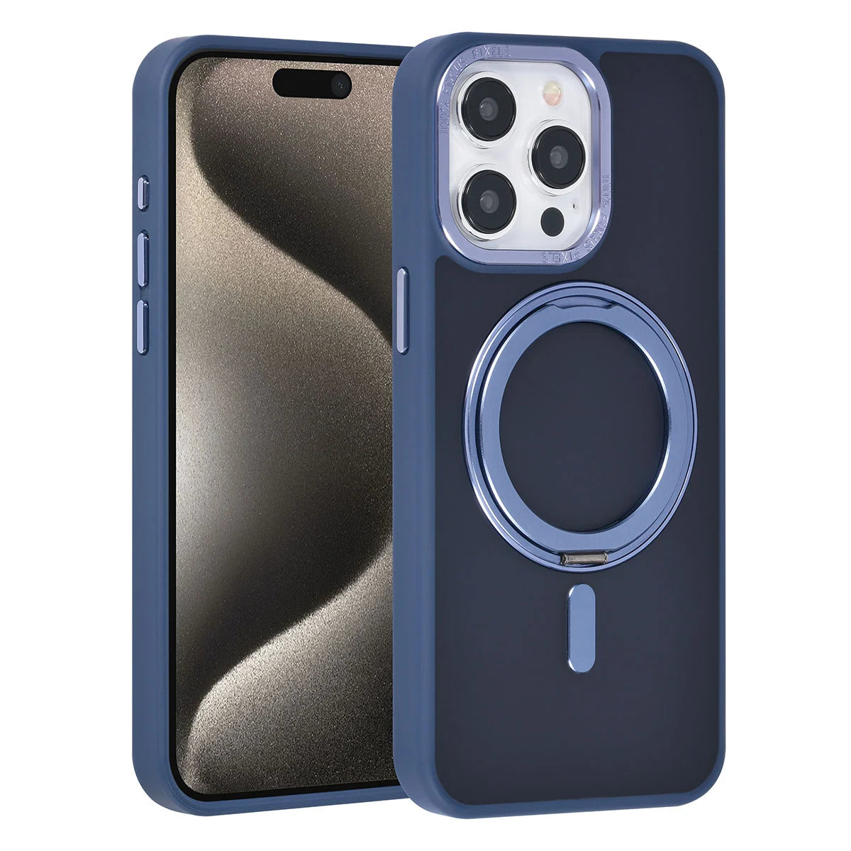 Tuniq iPhone 15 Pro Max - Σκληρή MagSafe Θήκη με Περιστρεφόμενο Δαχτυλίδι Συγκράτησης - Μπλε