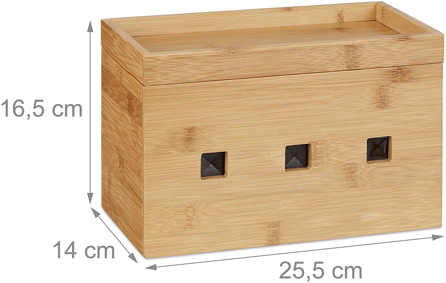 Relaxdays Κουτί Καλωδίων και Αποθήκευσης Αξεσουάρ από Bamboo - Natural - 4052025221843