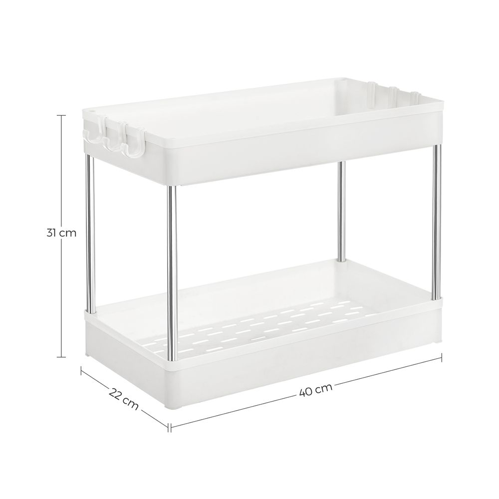 Songmics Ράφι Οργάνωσης 2 Επιπέδων Κάτω από τον Νεροχύτη για Κουζίνα ή Μπάνιο - White - BUO001W01