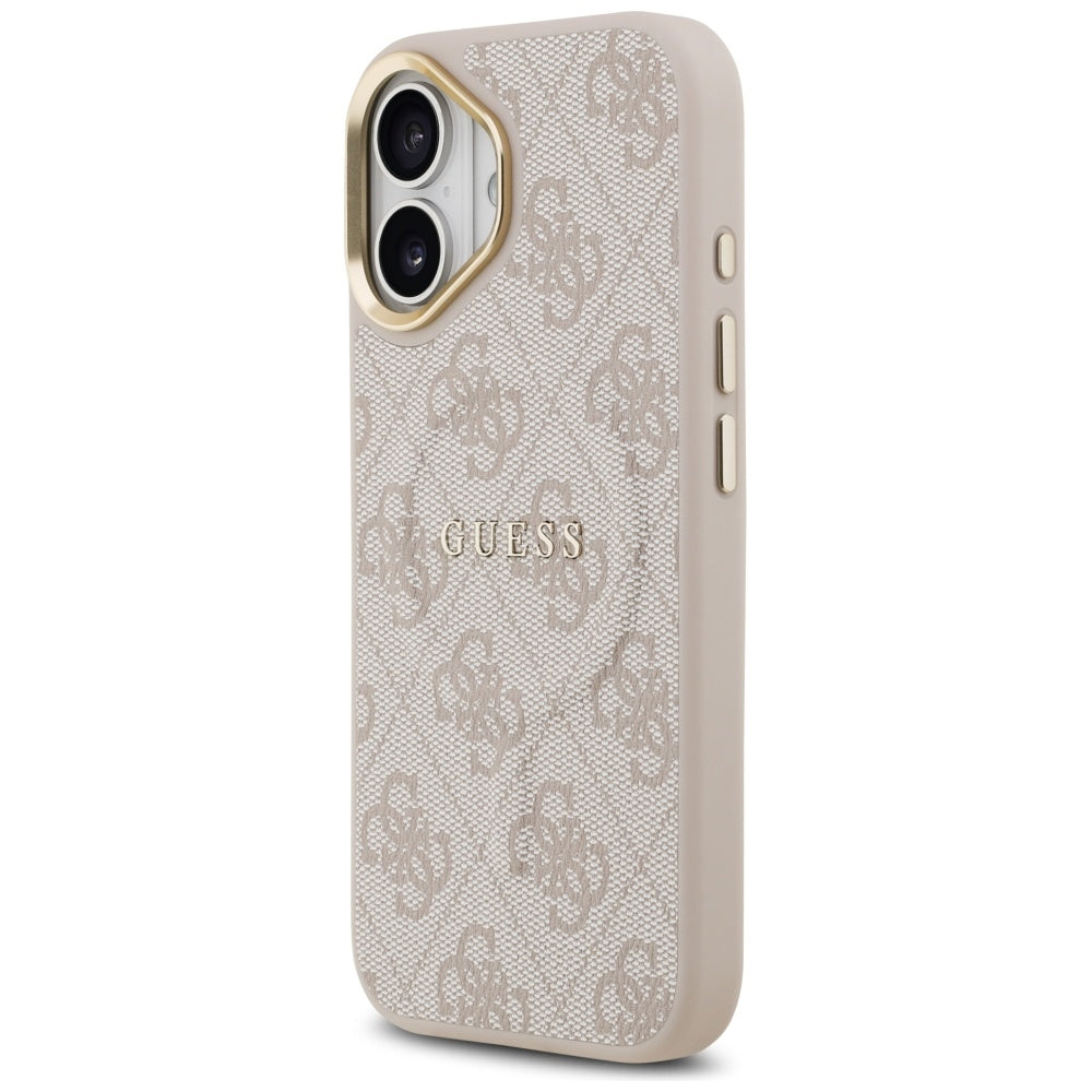 Guess iPhone 17 - 4G PU Classic Logo MagSafe - Σκληρή Θήκη με Πλαίσιο Σιλικόνης και Επένδυση Οικολογικού Δέρματος - Pink - GUHMP17SP4MSEGCP