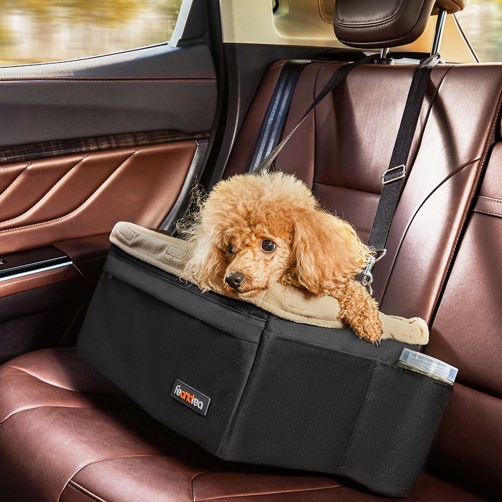 Feandrea Ανοιχτό Κάθισμα Αυτοκινήτου για Μικρόσωμους Σκύλους - Black / Beige - PBS042B01