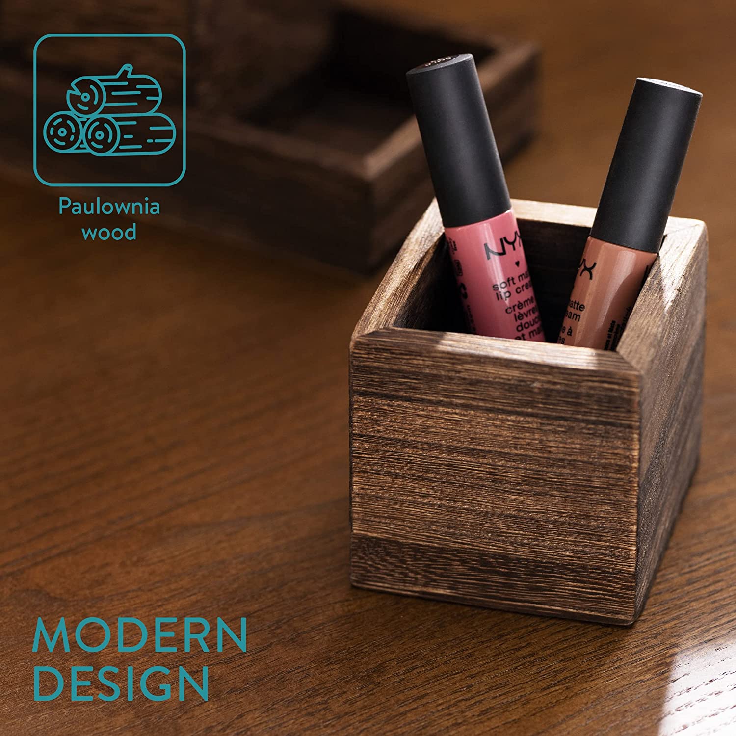 Navaris Σετ με 5 Ξύλινες Βάσεις Οργάνωσης Γραφείου - Dark Brown - 58091.05