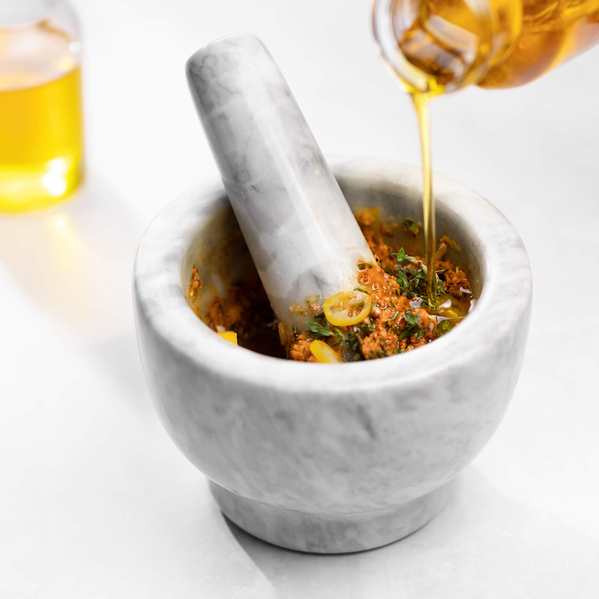 Navaris Mortar and Pestle Set Σετ με Γουδί και Γουδοχέρι από Φυσικό Λευκό / Γκρι Μάρμαρο - 47789.04