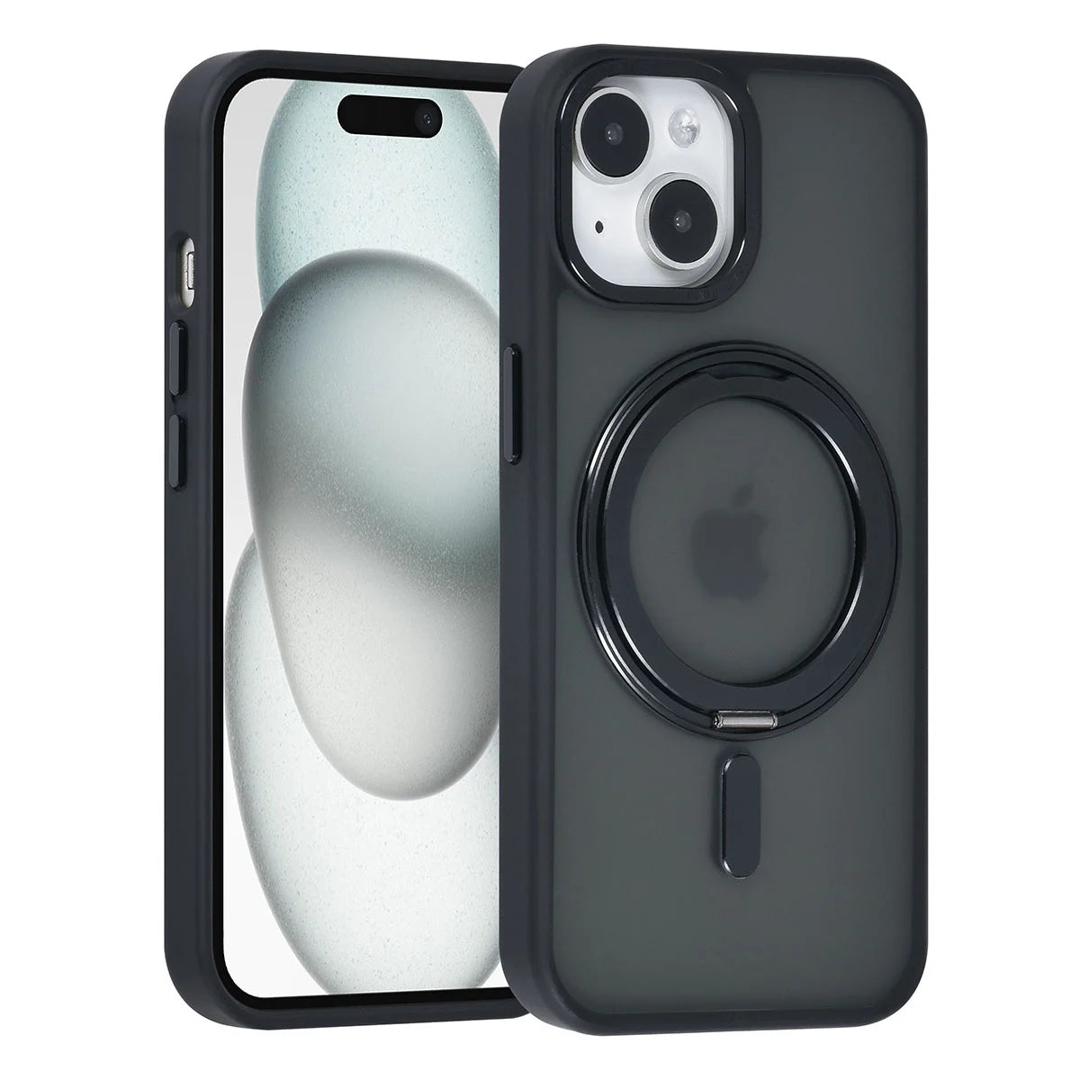 Tuniq iPhone 15 - Σκληρή MagSafe Θήκη με Περιστρεφόμενο Δαχτυλίδι Συγκράτησης - Μαύρο
