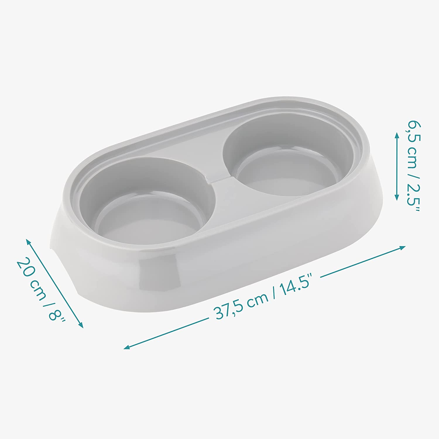 Navaris Σετ με 2 Μπολ Φαγητού και Νερού από Ανοξείδωτο Ατσάλι με Βάση για Κατοικίδια - 58235.2