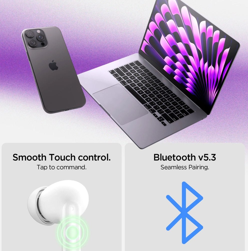 Spigen SA2400 ANC Pro - Ασύρματα Bluetooth Ακουστικά - White