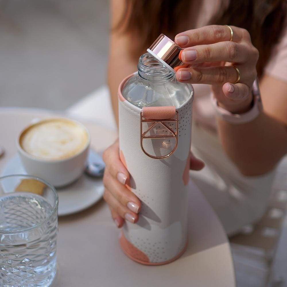 Equa Mismatch Heavens Γυάλινο Μπουκάλι Νερού με Θήκη από Δερματίνη - 750ml - Heavens / Διάφανο