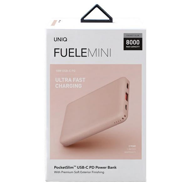Uniq Fuele Mini PowerBank 8000mAh 18W με Καλώδιο UBS to Type-C - Pink
