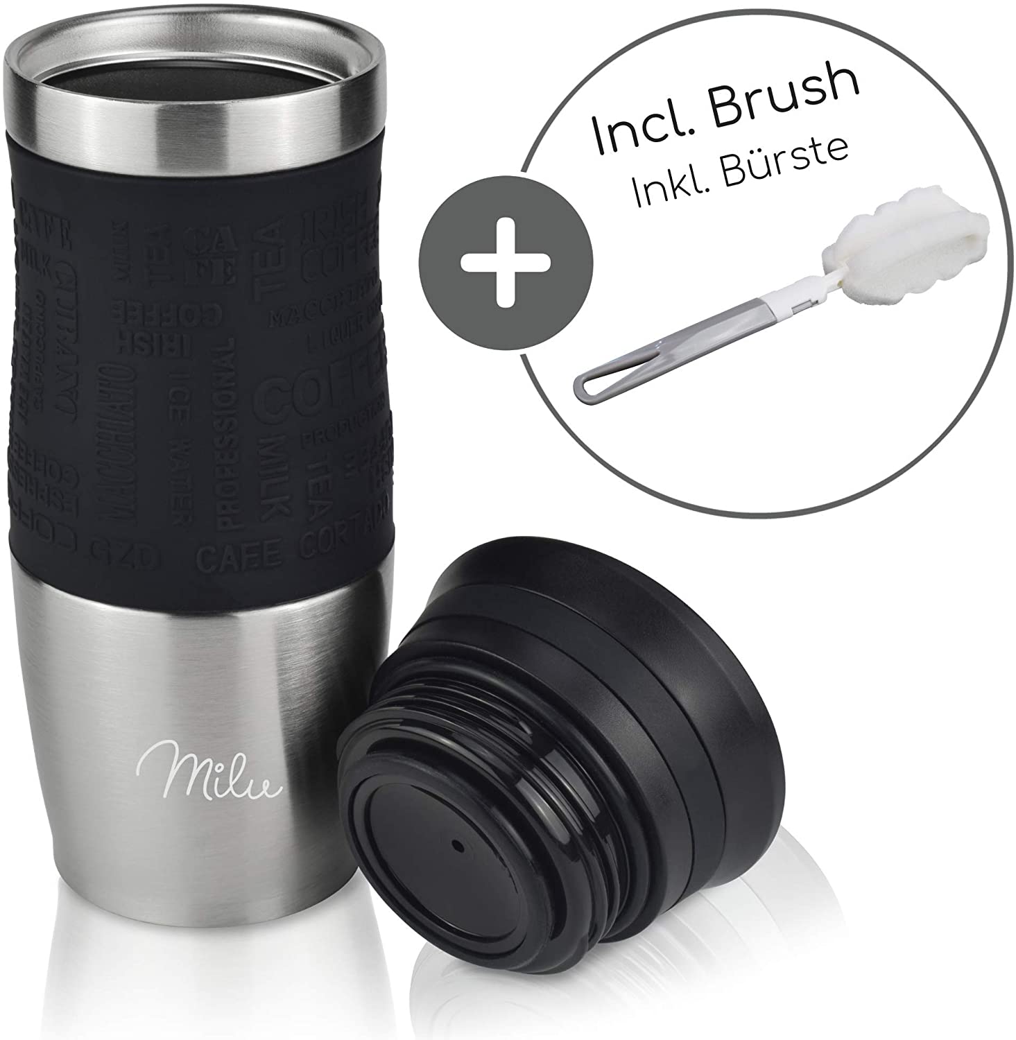 Milu T1 Κούπα Θερμός Από Ανοξείδωτο Ατσάλι - 100% Στεγανή - 370 ml - Black - 6017