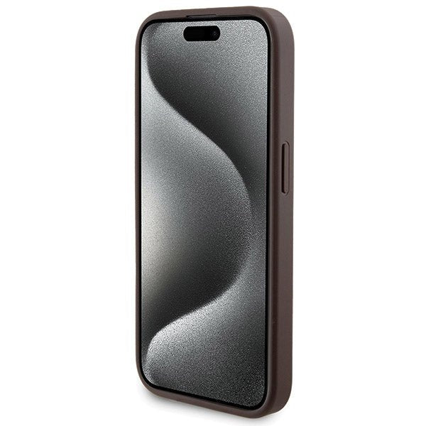 Guess iPhone 15 Pro Max - 4G Metal Logo Σετ MagSafe Σκληρή Θήκη με Επένδυση Συνθετικού Δέρματος και Powerbank 5000mAh - Brown - GUBPM5P15X4GEMGW