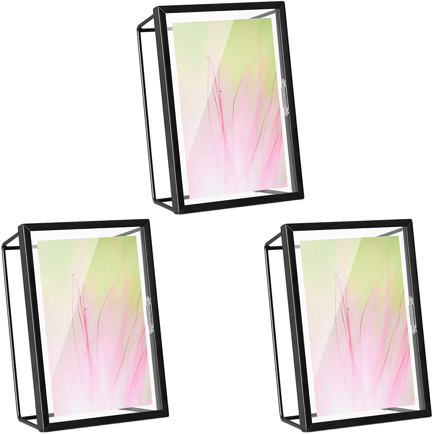 Navaris Σετ με 3 Κορνίζες από Μέταλλο και Γυαλί για Φωτογραφίες 15x10cm και 18x13cm - Μέγεθος M - Black - 50575.2.01