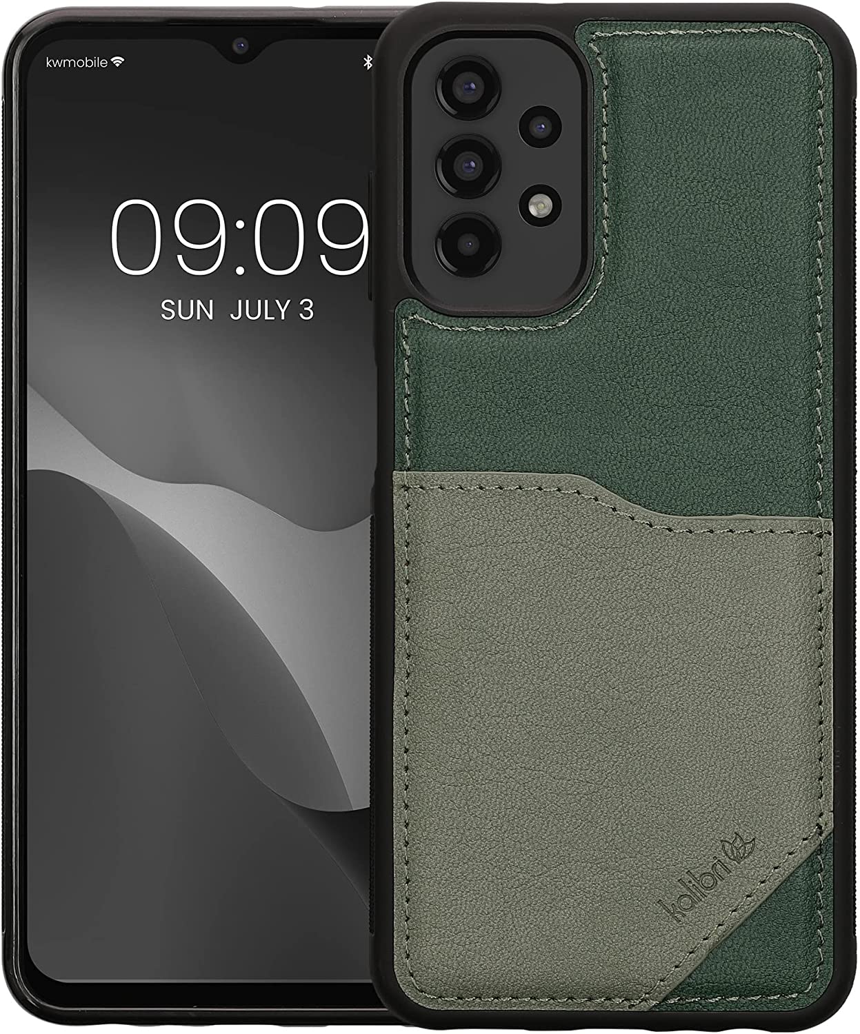 Kalibri Samsung Galaxy A13 4G Θήκη από Συνθετικό Δέρμα με Υποδοχή για Κάρτα - Dark Green / Light Green - 59491.80