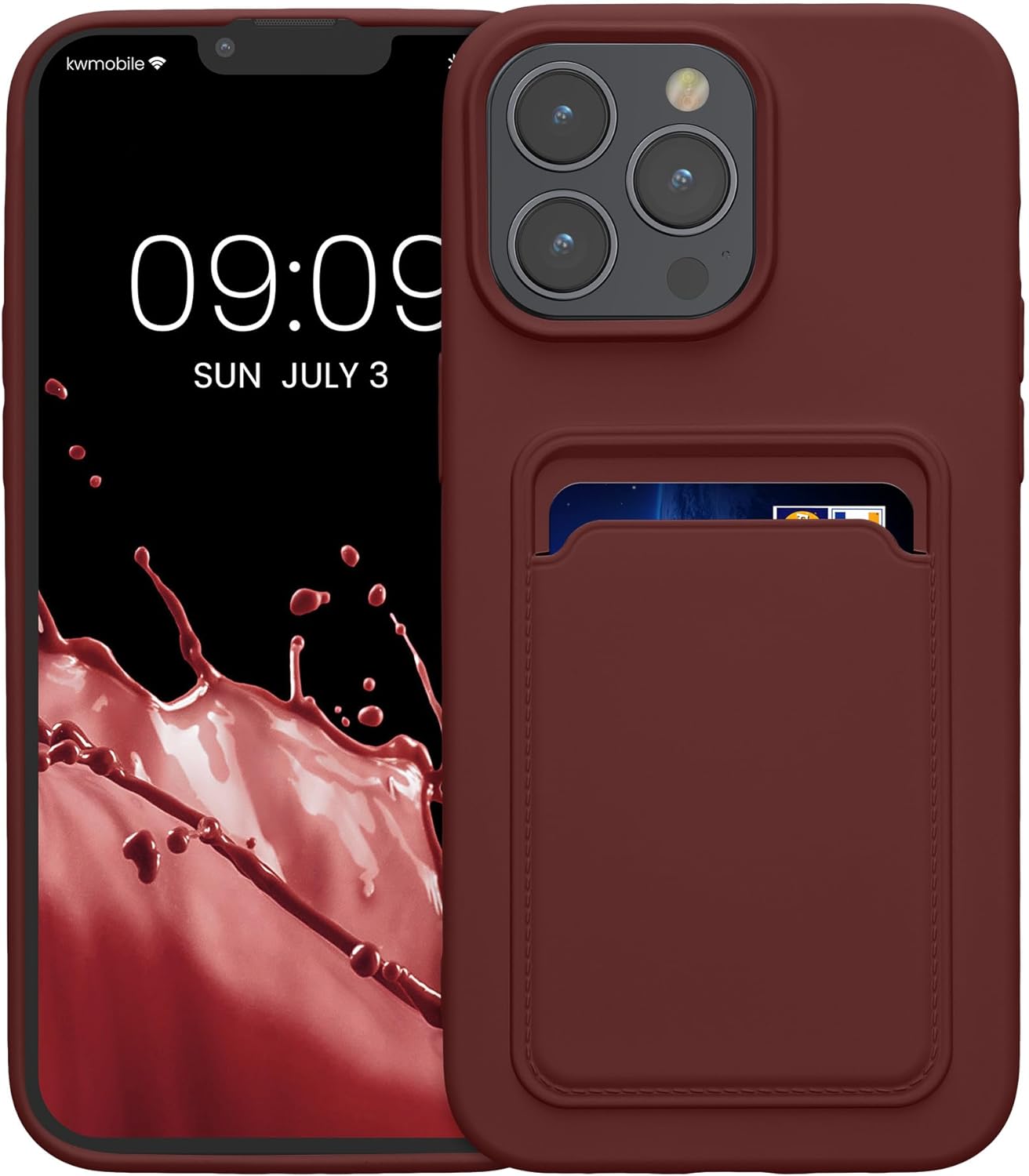 KW iPhone 15 Pro Max Θήκη Σιλικόνης TPU με Υποδοχή για Κάρτα - Tawny Red