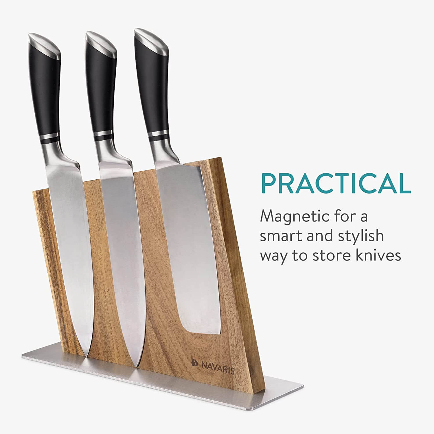 Navaris Μαγνητική Ξύλινη Βάση Μαχαιριών Διπλής Όψης - Acacia - 59010.01