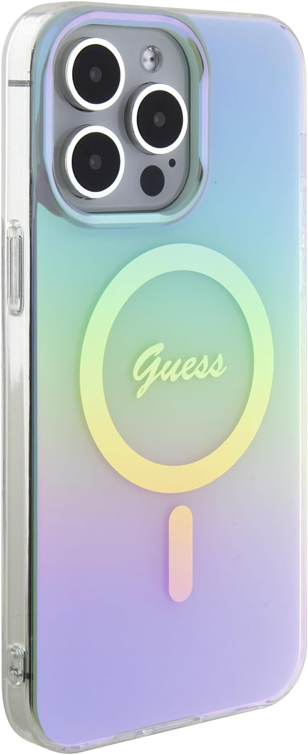 Guess iPhone 15 Pro IML Iridescent MagSafe Σκληρή Θήκη με Πλαίσιο Σιλικόνης και MagSafe - Turquoise - GUHMP15LHITSP