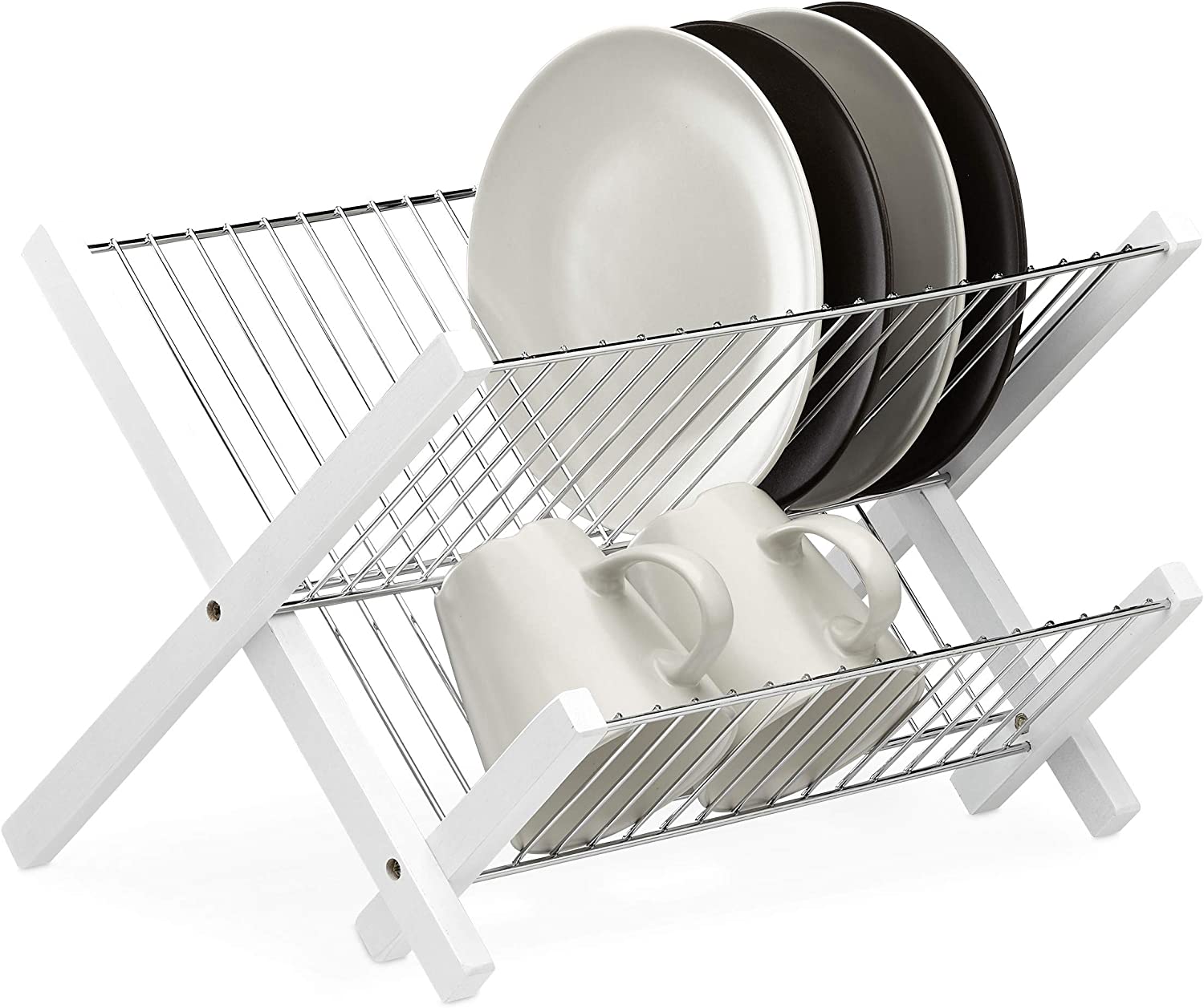 Relaxdays Στεγνωτήριο Πιάτων από Μπαμπού - White - 4052025232566