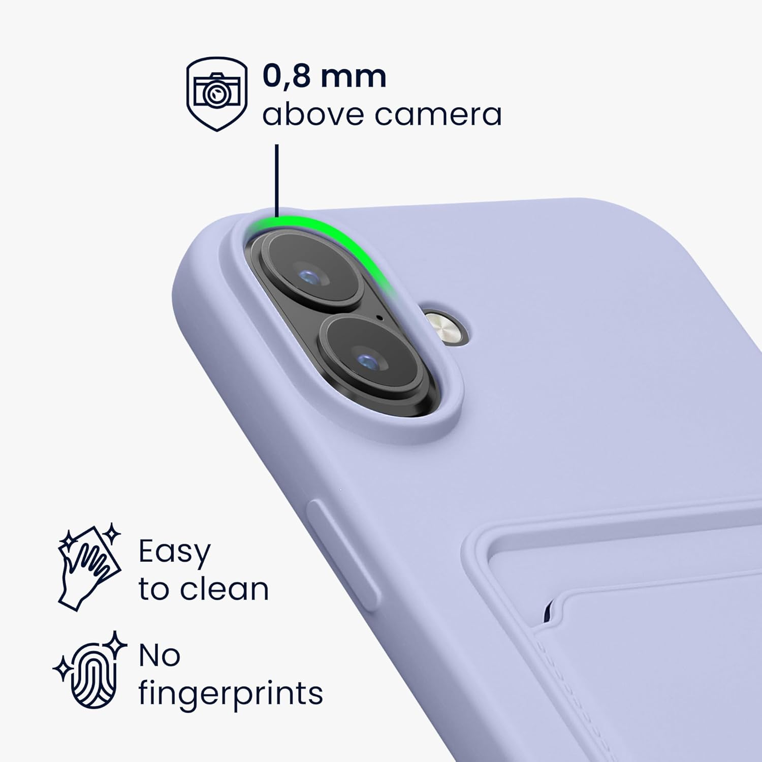 KW iPhone 16 Plus Θήκη Σιλικόνης TPU με Υποδοχή για Κάρτα - Lavender