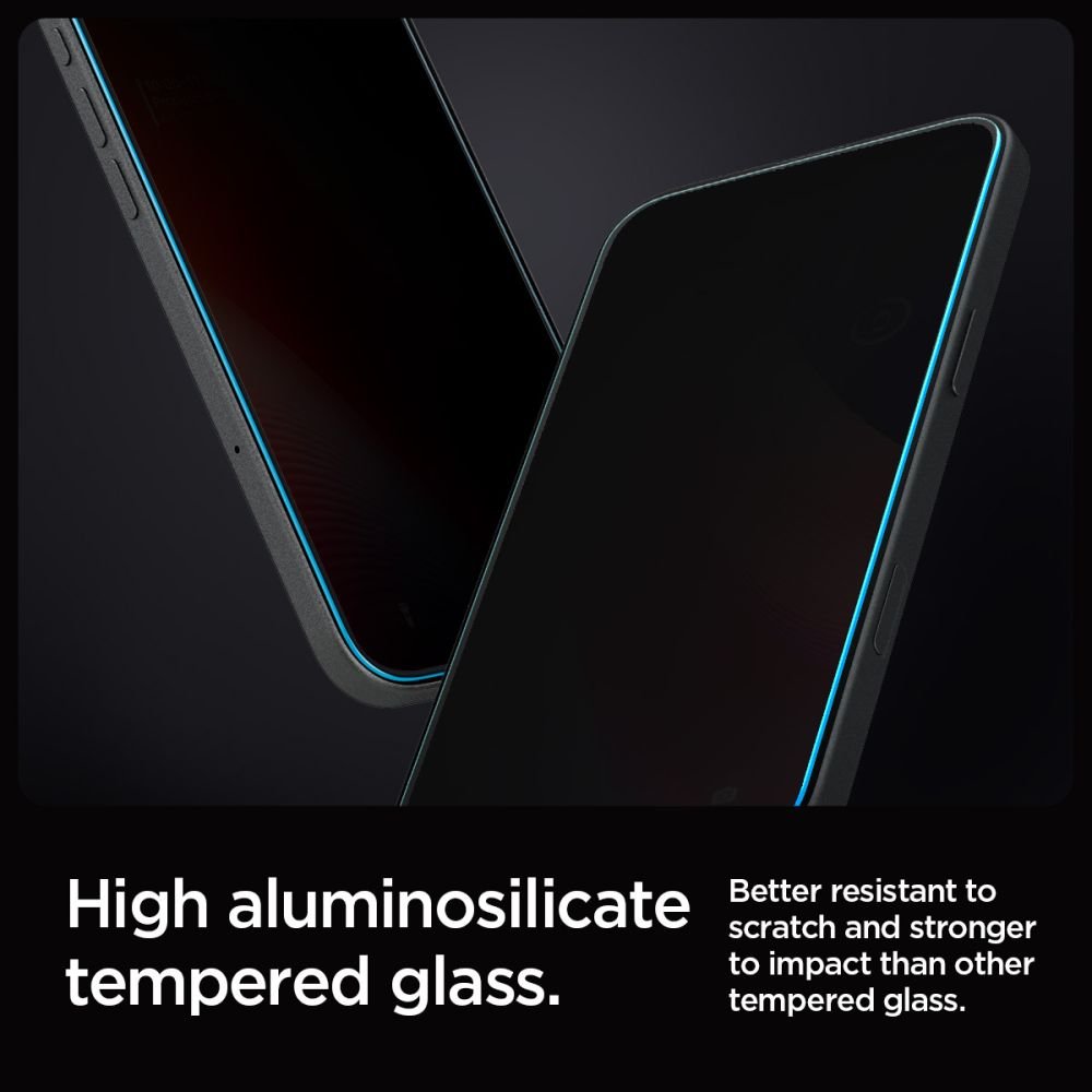 Spigen iPhone 16 Pro / iPhone 17 / iPhone 17 Pro Glas.TR Privacy EZ Fit 9H Αντιχαρακτικό Γυαλί Οθόνης - 2 Τεμάχια - Black - AGL07929