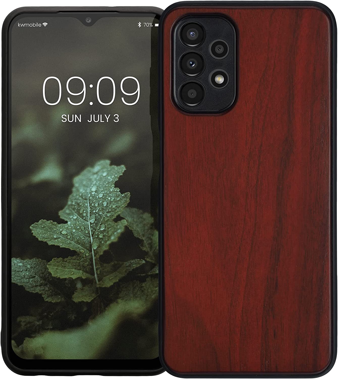 KW Samsung Galaxy A13 4G Θήκη από Φυσικό Ξύλο - Dark Red - 57995.20