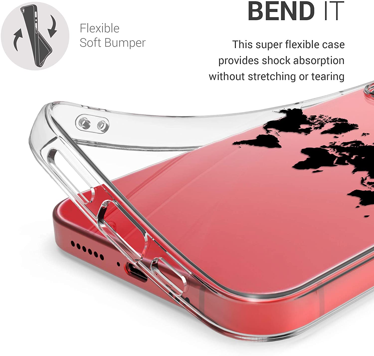 KW iPhone 12 Pro Max Θήκη Σιλικόνης TPU Design Travel Outline - Διάφανη / Black - 53041.01