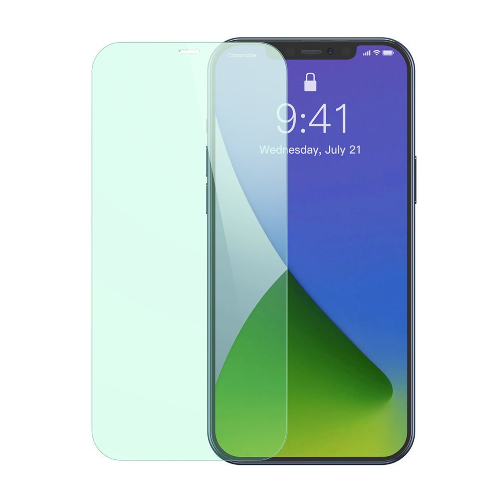 Baseus iPhone 12 Pro Max 0.3mm Eye Protection Full Screen Αντιχαρακτικό Γυαλί Οθόνης - 2 Τεμάχια - Green Light - SSGAPIPH67N - LP02