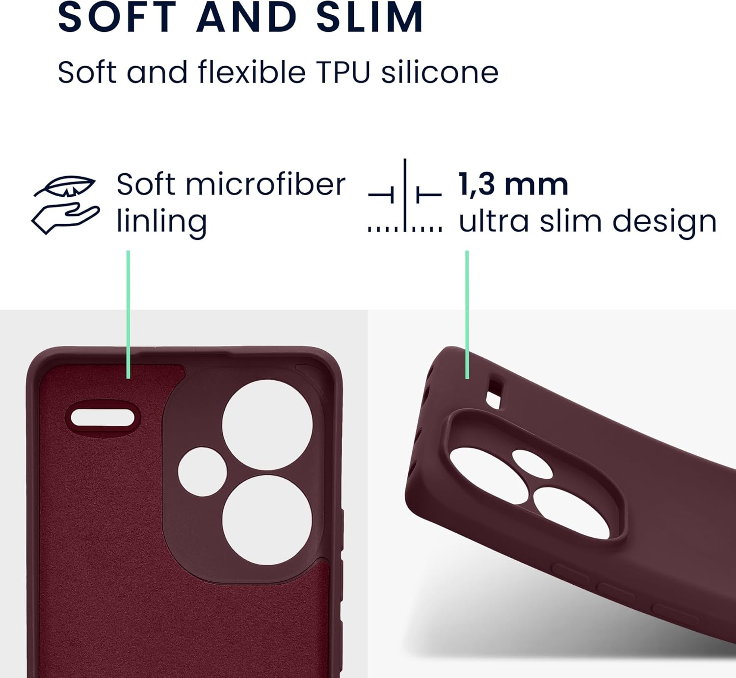 KW Xiaomi Redmi Note 13 Pro+ 5G Λεπτή Θήκη Σιλικόνης Rubberized TPU - Bordeaux Purple