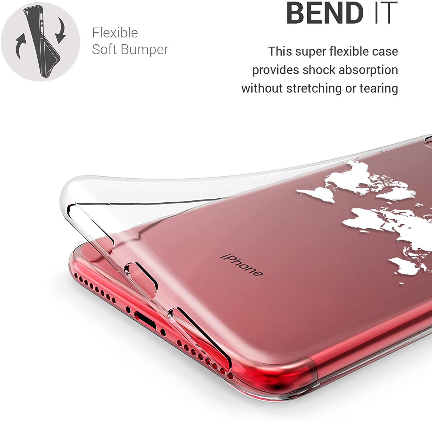 KW iPhone SE 2022 / SE 2020 / 7 / 8 Θήκη Σιλικόνης TPU Design Travel Outline - White - Διάφανη - 41448.18