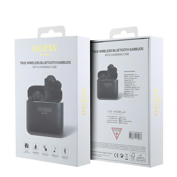 Guess TWS Printed Logo - Bluetooth 5.1 - Ασύρματα ακουστικά για Κλήσεις / Μουσική - Black