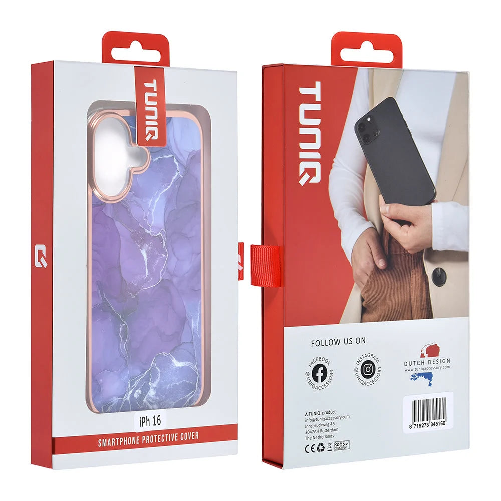 Tuniq iPhone 16 Silicone Θήκη Σιλικόνης - Marble / Purple