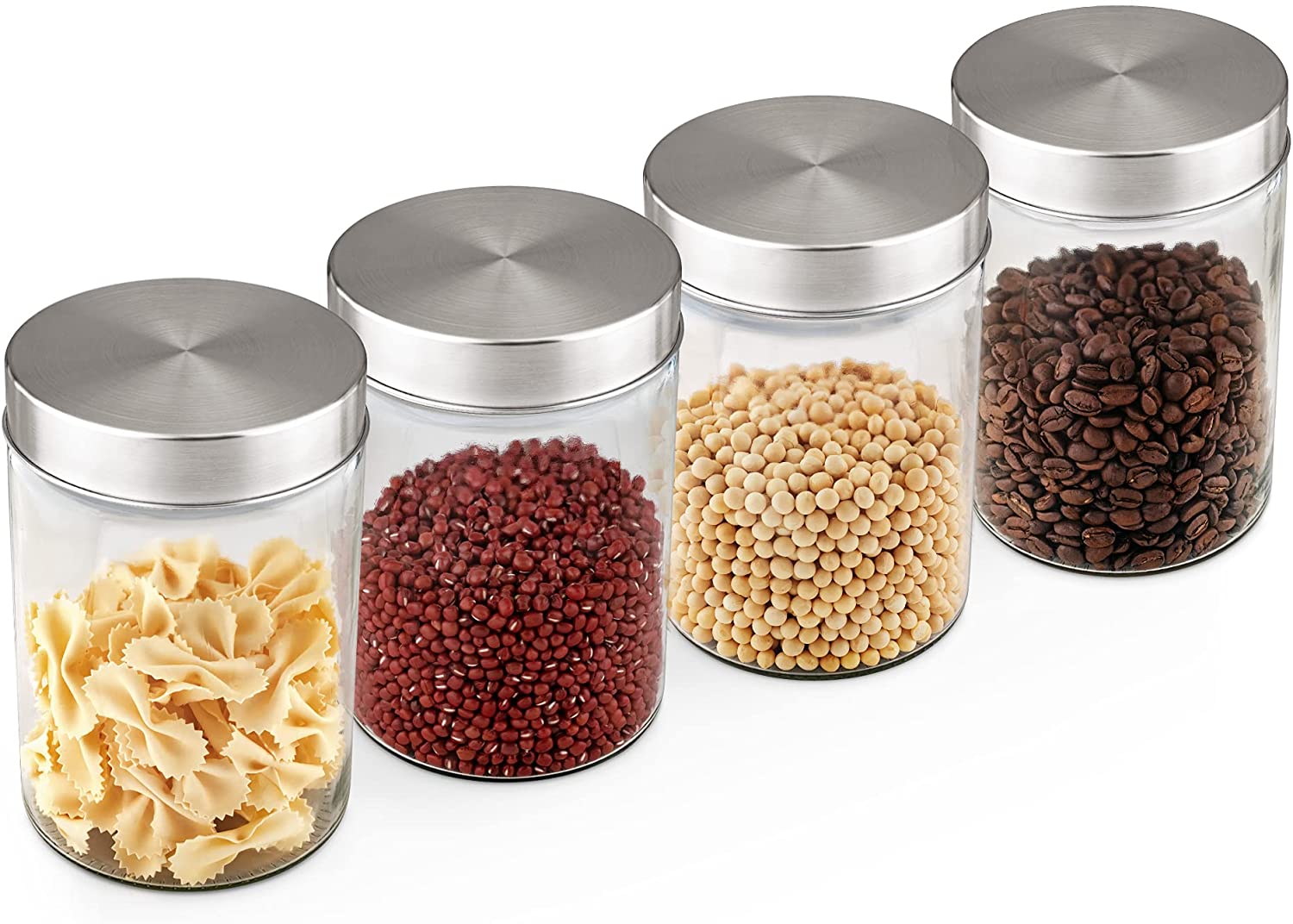 Navaris Glass Storage Jars Set Σετ 4 Γυάλινα Βάζα Αποθήκευσης - 1.2L - Διάφανα - 53173.01.04